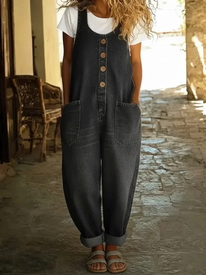 Susan | Vintage Washed Cotton Denim Overalls
