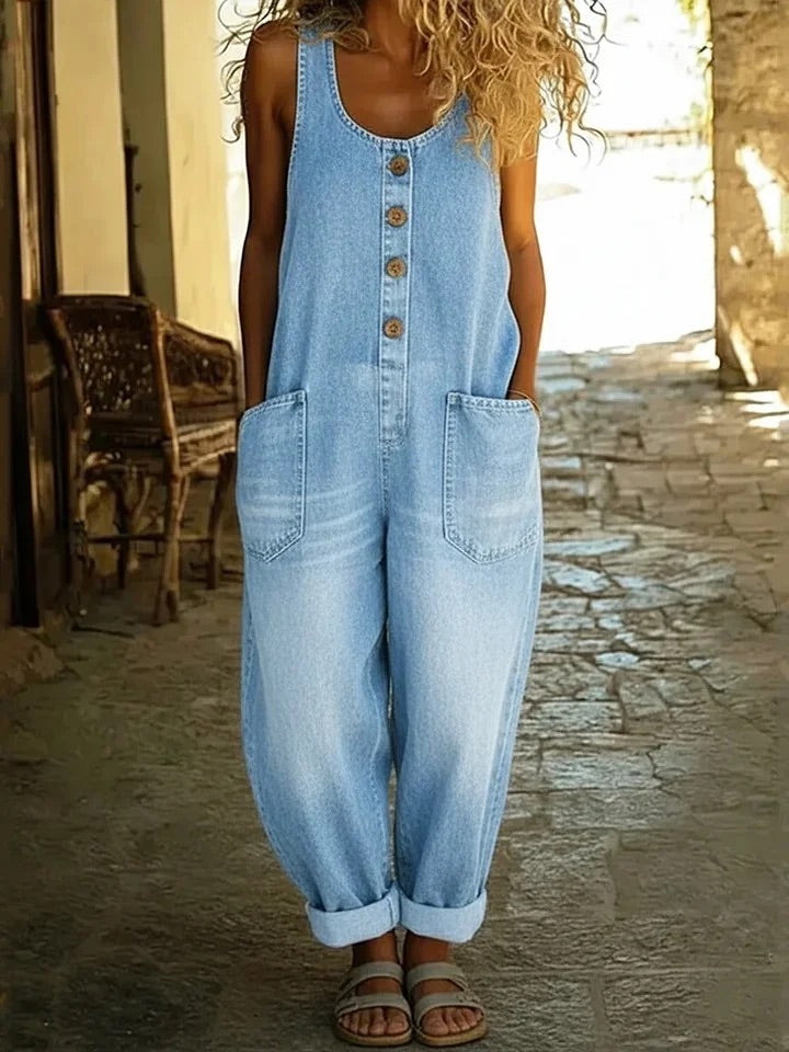 Susan | Vintage Washed Cotton Denim Overalls